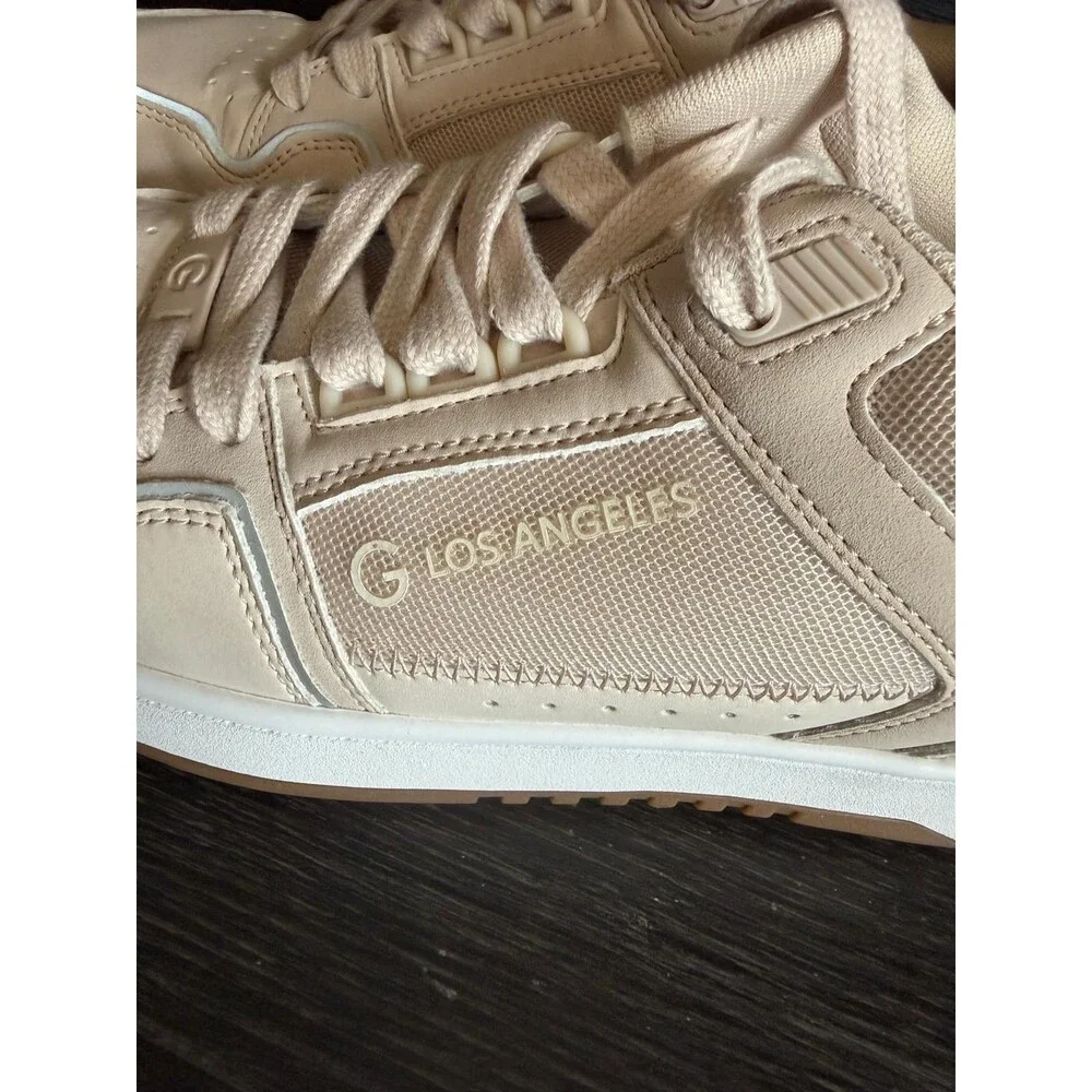 G Los Angeles Beige White Lace Low Top Sneaker Athletic Shoes for Women